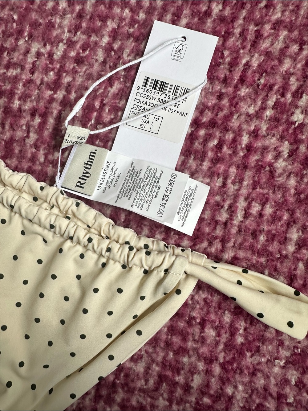Rhythm cream w/ black polkadots bikini NWT - Picture 3 of 7